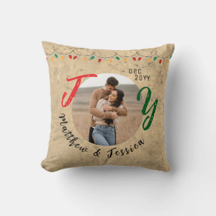 Christmas Keepsake Couples Rustic Joy Festive Cushion