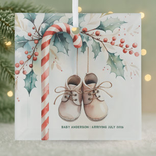 Christmas Keepsake Pregnancy Announcement Glass Tree Decoration