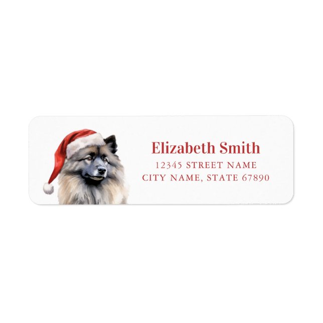 Christmas Keeshond Dog Return Address Labels (Front)