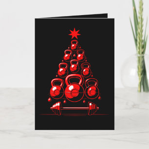 Christmas Kettlebell Tree Barbell Gym Fitness Xmas Card