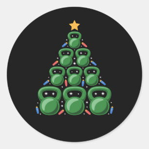 Christmas Kettlebell Tree Gym Fitness Workout Xmas Classic Round Sticker