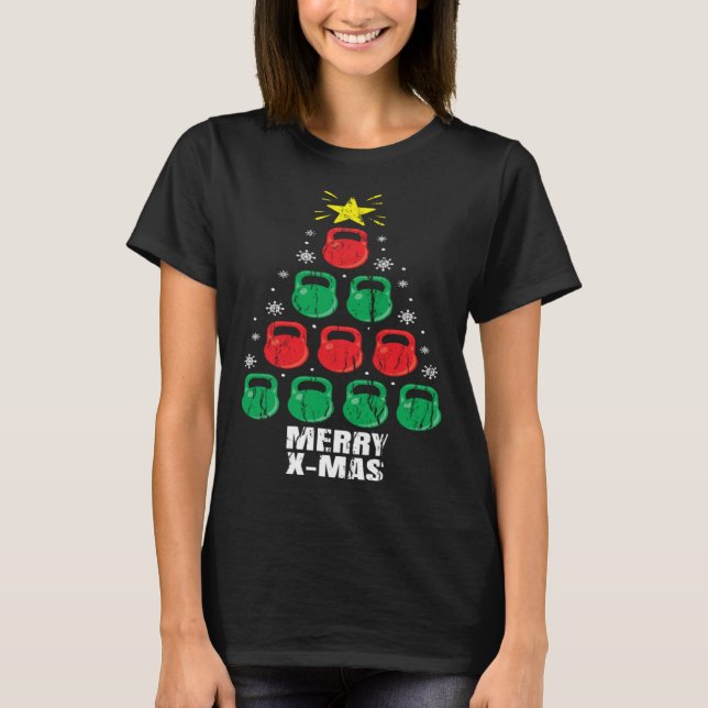 Christmas Kettlebells Tree Holiday  Workout T-Shirt (Front)