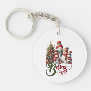Christmas keychain with snowman Believe