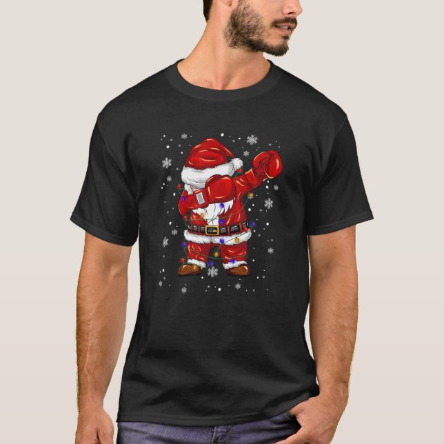 Christmas Kickboxing Santa Claus Merry Kick-Mas Me T-Shirt (Front)
