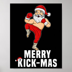 Christmas Kickboxing Santa Merry Kickmas Gift For  Poster