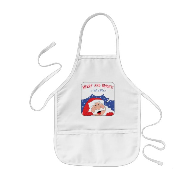 Christmas Kid Length Apron Merry Santa (Front)