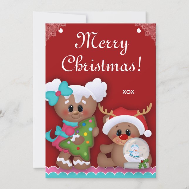 Christmas Kids Birthday Party Gingerbread Invites (Front)