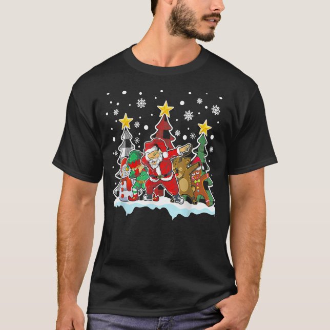 Christmas Kids Boys Men Dabbing Santa Elf Deer Fri T-Shirt (Front)