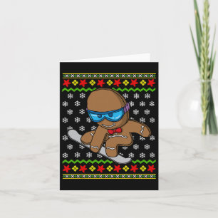 Christmas Kids Gingerbread Man Snowboarding Snowbo Card