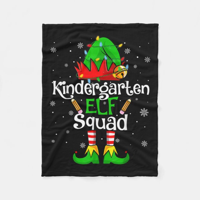Christmas Kindergarten Elf Squad Teacher Student  Fleece Blanket (Front)