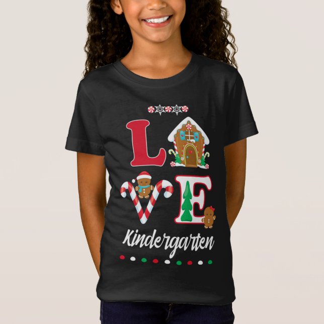 Christmas Kindergarten Holiday Teacher Students Cu T-Shirt (Front)