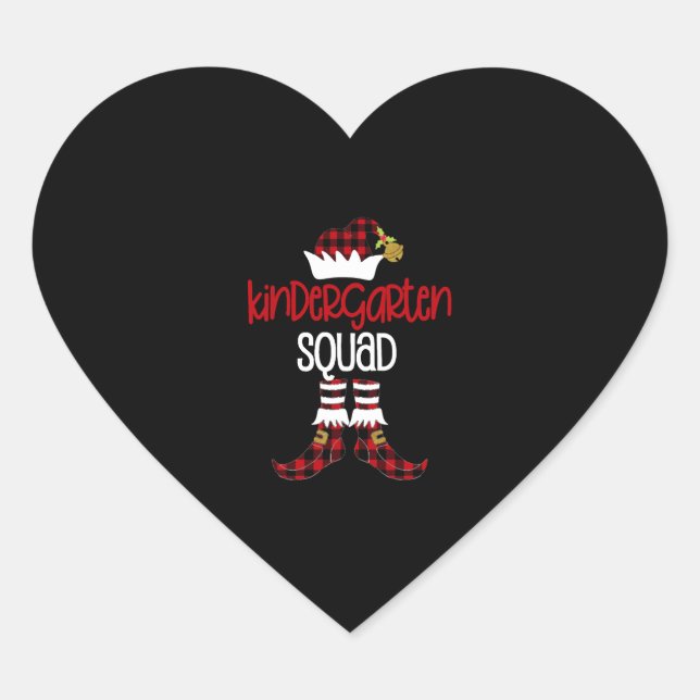 Christmas Kindergarten Squad Elf Teacher Student B Heart Sticker (Front)