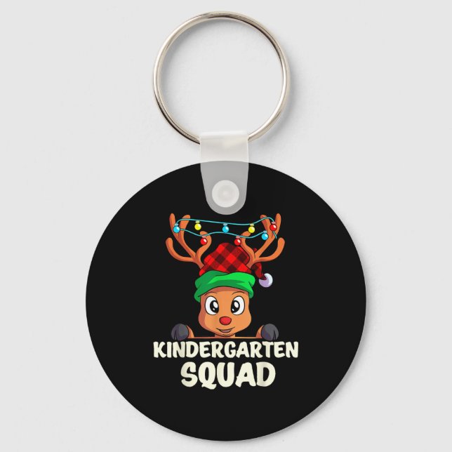 Christmas Kindergarten Squad Red Buffalo Plaid Rei Key Ring (Front)