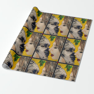 'Christmas Kiss' Painting on a  Wrapping Paper