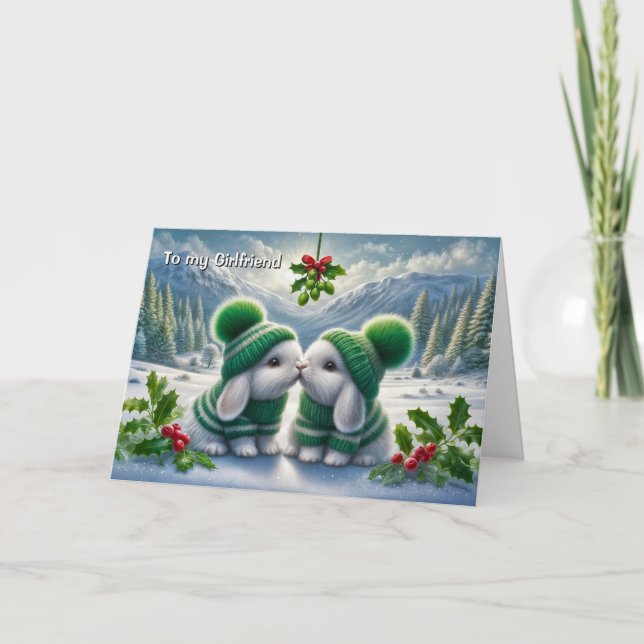 Christmas Kisses - Girlfriend (personalisable) Card (Front)
