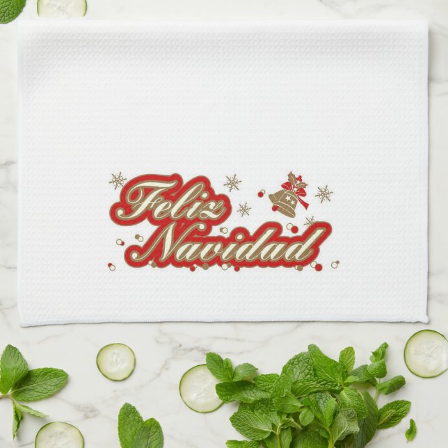 Christmas Kitchen Towel Feliz Navidad (Folded)