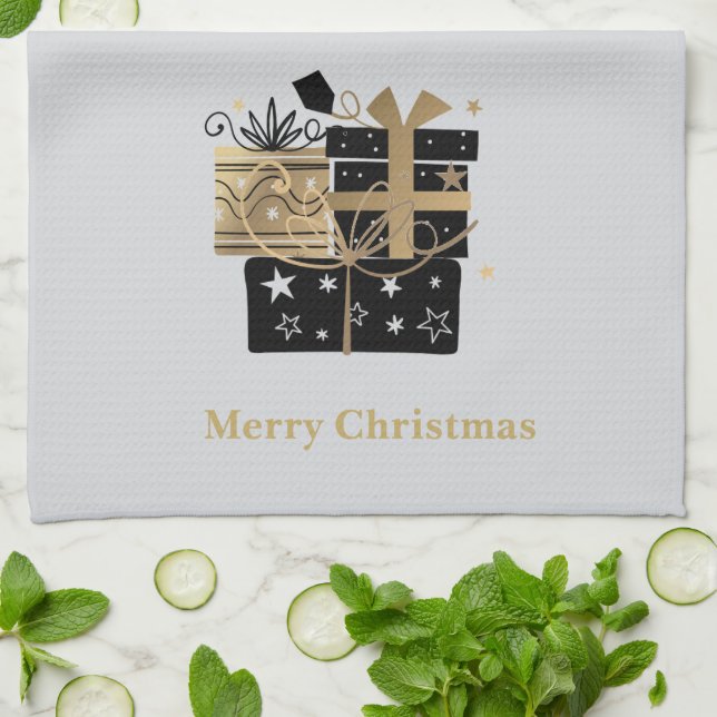 Christmas Kitchen Towel Merry Christmas Presents (Folded)