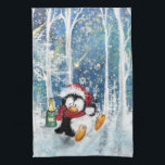 Christmas Kitchen Towel with Happy Penguin<br><div class="desc">Happy Penguin Christmas Kitchen Towels</div>