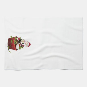 Christmas Kitchen Towel with Santa on Cupcake