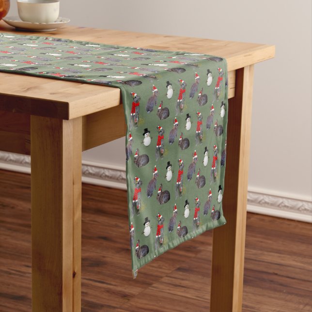Christmas Kits Party Table Runner (Green) (In Situ)