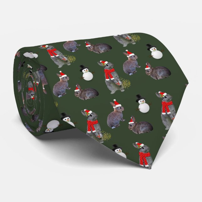 Christmas Kits Party Tie (Dark Green) (Rolled)