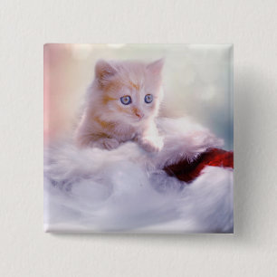 Christmas Kitten 15 Cm Square Badge