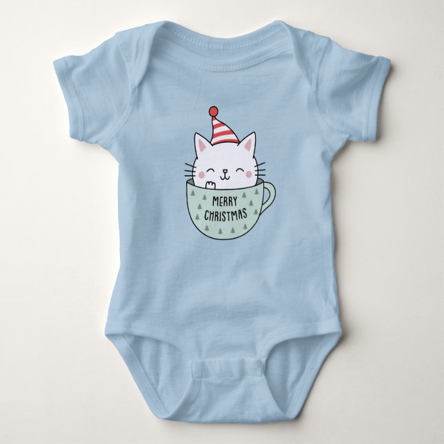 Christmas Kitten Baby Bodysuit (Front)
