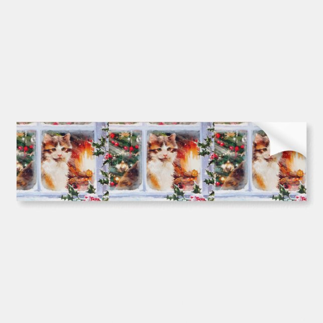 Christmas Kitten Bumper Sticker (Front)