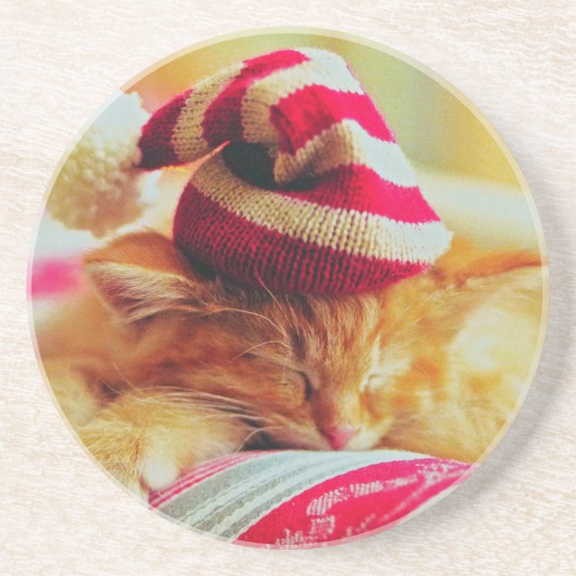 Christmas Kitten Coaster (Front)