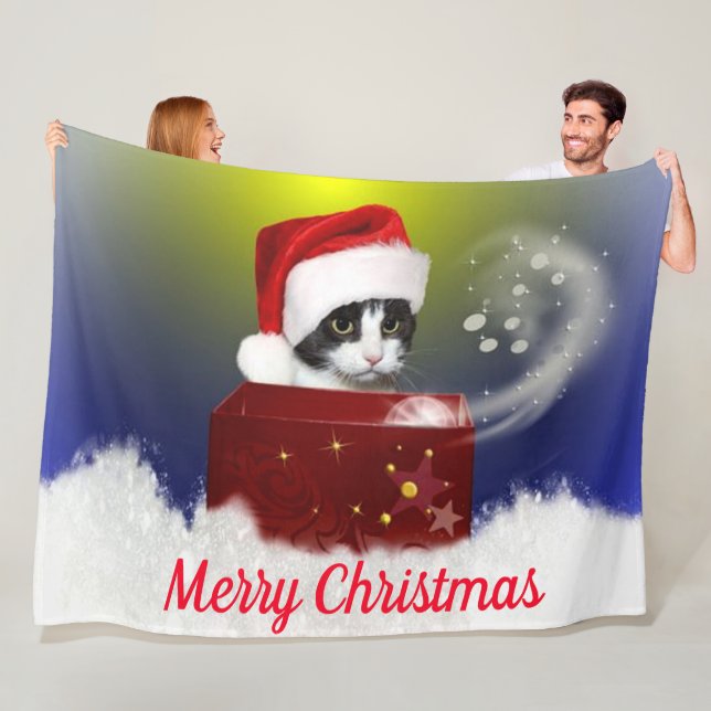CHRISTMAS KITTEN FLEECE BLANKET (In Situ)