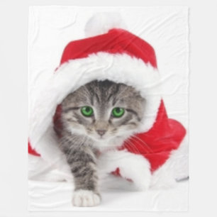 CHRISTMAS KITTEN FLEECE BLANKET
