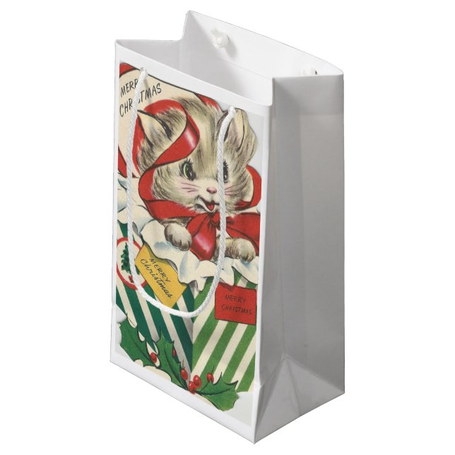 Christmas Kitten Gift Bag (Front Angled)
