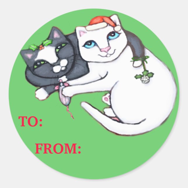 Christmas Kitten Gift  Tag Stickers (Front)