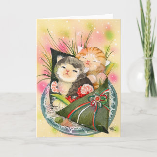 Christmas Kitten Handroll sushi Holiday Card