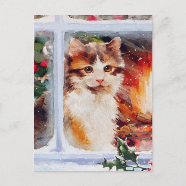 Christmas Kitten Holiday Postcard (Front)