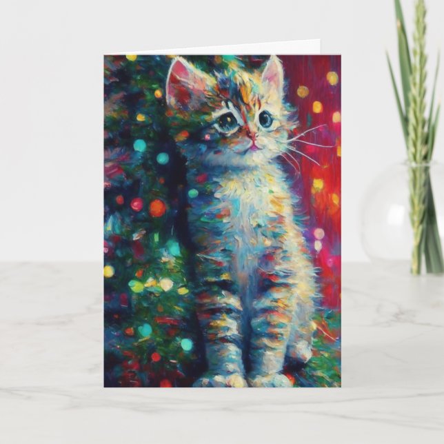 Christmas Kitten Personalised Holiday Card (Front)