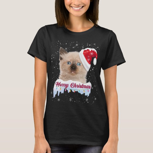 Christmas Kitten Shirt - Cat Gift T Shirt (Front)