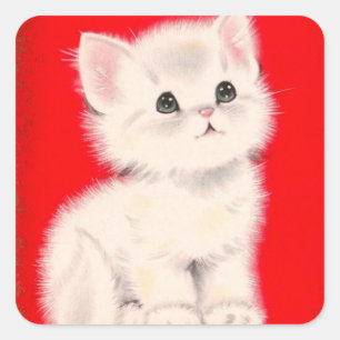 Christmas Kitten Square Sticker