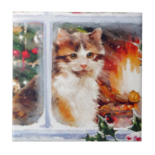 Christmas Kitten Tile
