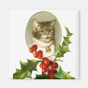 Christmas Kitten Vintage Magnet