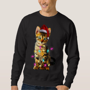 Christmas Kitten Xmas Cat Tree Santa Hat Christmas Sweatshirt