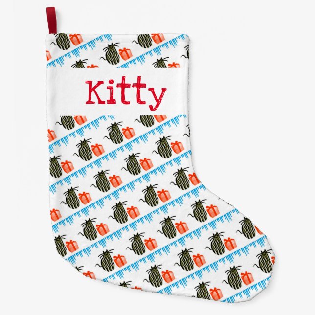 Christmas Kittens and Presents Large Christmas Stocking (Front)
