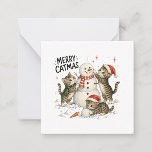 Christmas Kittens Building Snowman Card