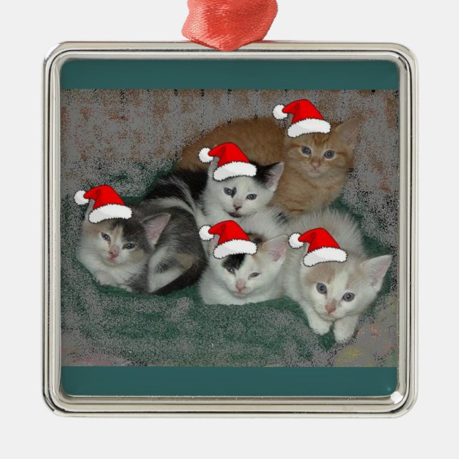 Christmas kittens metal tree decoration (Front)