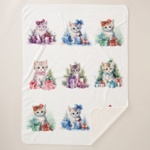 Christmas Kittens Sherpa Blanket