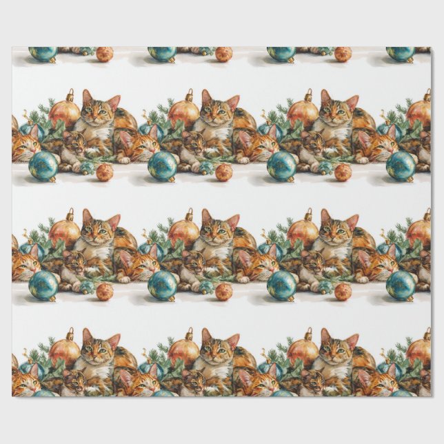 Christmas Kittens Wrapping Paper (Flat)