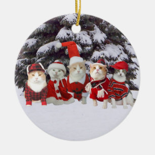 Christmas Kitties Ceramic Tree Decoration
