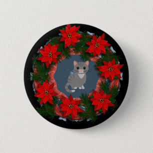 Christmas Kitty 6 Cm Round Badge