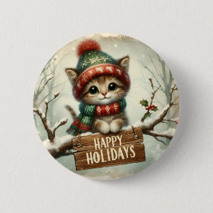 Christmas Kitty Button