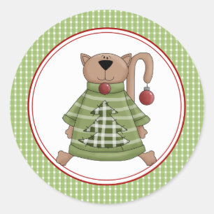 Christmas Kitty Cat Envelope Seals Stickers